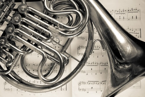 french horn on music